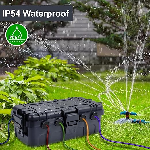 [2 Pack] Outdoor Electrical Box Waterproof, OUTDSPLY Medium Outdoor Electrical Box (11.6x5.2x4.1 inch) w/ 6 Cable Entry, Weatherproof Connection Box for Power Strip, Plug, Timer, Holiday Lights, Black