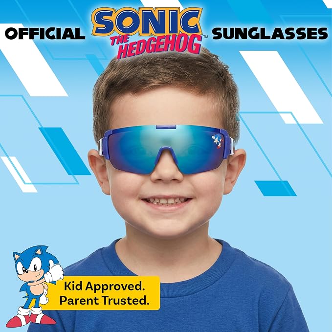 ARKAID Sonic the Hedgehog Boys Sunglasses | 100% UV Protection | Official Sega Sonic the Hedgehog Boys Sunglasses | Impact Resistant | Gift Idea | Fits Most Kids