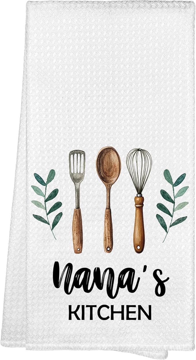 Nana's Kitchen Towels, Nana Grandma Christmas Birthday Gifts Hand Towels for Nana Grandma from Grandkids, Rustic Farmhouse Decorative Tea Dish Towels for Room Mother's Day Decor 16x24 in