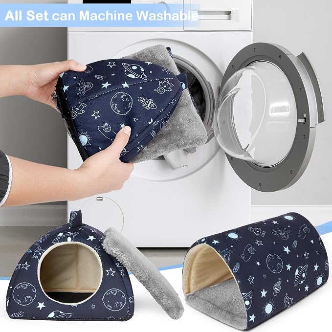 Bienbee Guinea Pig Hideout, 2 Piece Washable Set for Small Animals Small | Guinea Pig Bed With Soft Plush, Resilient Padding, and Easy Machine Washing for Resting Hiding and Tunnel Playing