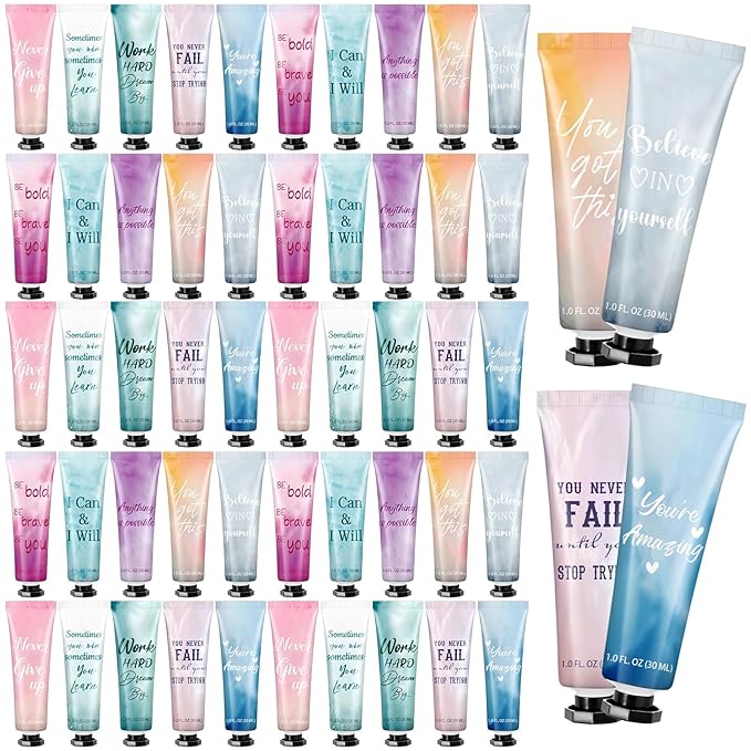 50 Pack Employee Appreciation Team Gifts Bulk Travel Size Hand Cream Inspirational Natural Fragrance Hand Lotion Christmas Winter Thank You Gifts for Women Teacher Nurse Coworker Staff Baby Shower