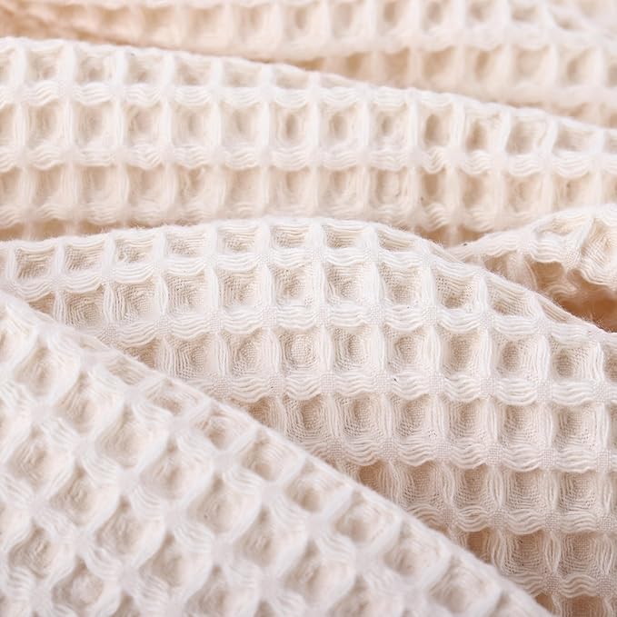 PÜSKÜL - Set of 3 Organic Waffle Hand Towel Natural Raw - Premium Quality, 100% Turkish Cotton, Soft, Quick-Dry, Absorbent, Lint-Free Face Kitchen Hand Towels (Natural Beige, Hand Towels - Pack of 3)