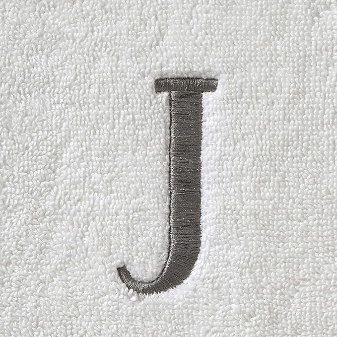 SKL Home Casual Monogram Hand Towel (2-Pack), J, 16x26, White