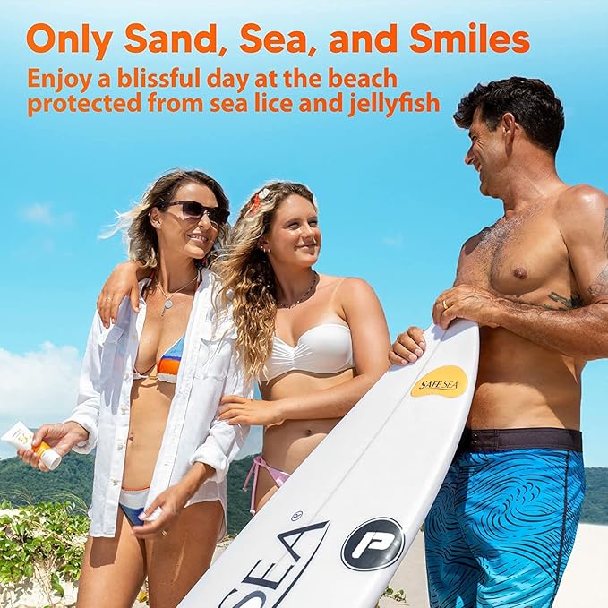 Safe Sea Zinc Oxide Sunscreen SPF30 | Clear Mineral Face And Body Sunscreen Without White Cast | Anti-Jellyfish Sting Protective Lotion | 3.4Oz (100ml) (2 Pack)