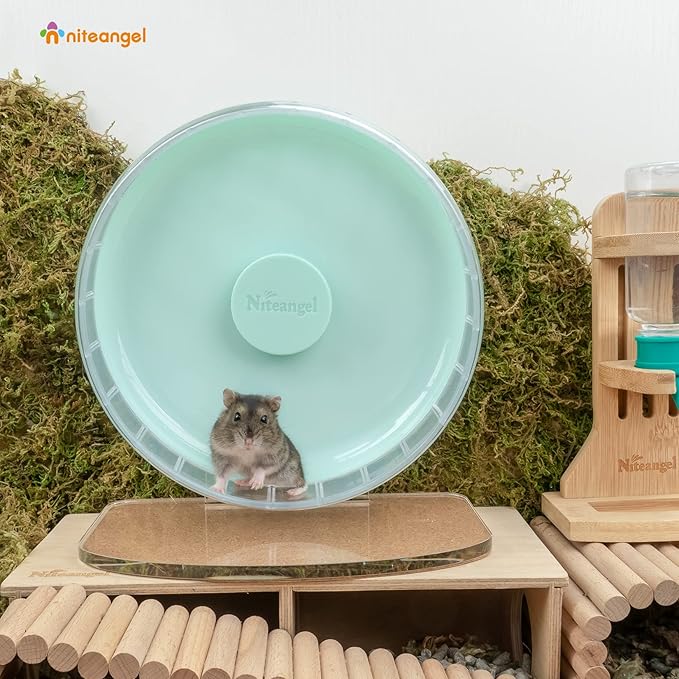 Niteangel Super-Silent Hamster Exercise Wheel: Quiet 8.2 inch Running Wheel | Can 9.1-11.8" Adjustable Height - No Bend Back Spinner Running for Dwarf Syrian Hamster Gerbils Mice Or Other Small Animal