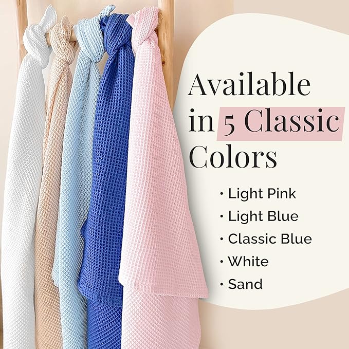 Stroller Society - Swaddles for Newborns & Toddlers, Soft Receiving Blankets Girl & Boy Can Use, Comfy Toddler Blanket & Newborn Swaddle, Cotton Waffle Blanket, Light Pink, 40 x 40 inches