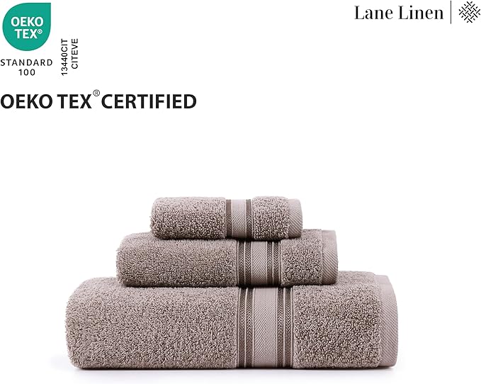 LANE LINEN 100% Ring-Spun Cotton Towels Set 18 – Zero Twist, 6 Bath Towels, 6 Hand Towel & 6 Washcloths, Stays Plush After Washes, Ideal for Spa, Hotel & Family Bathrooms, Highly Absorbent – Platinum