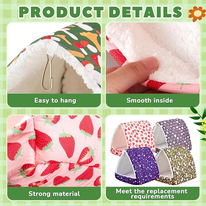 Cinnvoice Guinea Pig Hideout Bed Washable House Cage, Classic, 9.8 in | Soft Tunnel for Hamster Rabbit Bunny Chinchillas Hedgehog Mice Rat, Cozy Hideaway Habitat Accessories, Removable Cushion Pad