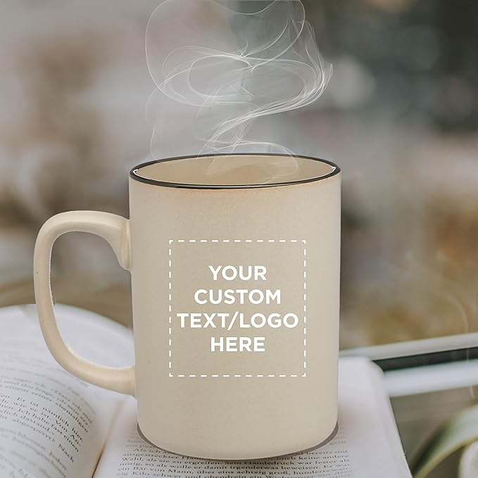 Custom El Grande Matte Ceramic Mugs 20 oz. Set of 72, Personalized Bulk Pack - Perfect for Tea, Espresso, Cappuccino, Hot Cocoa - Beige