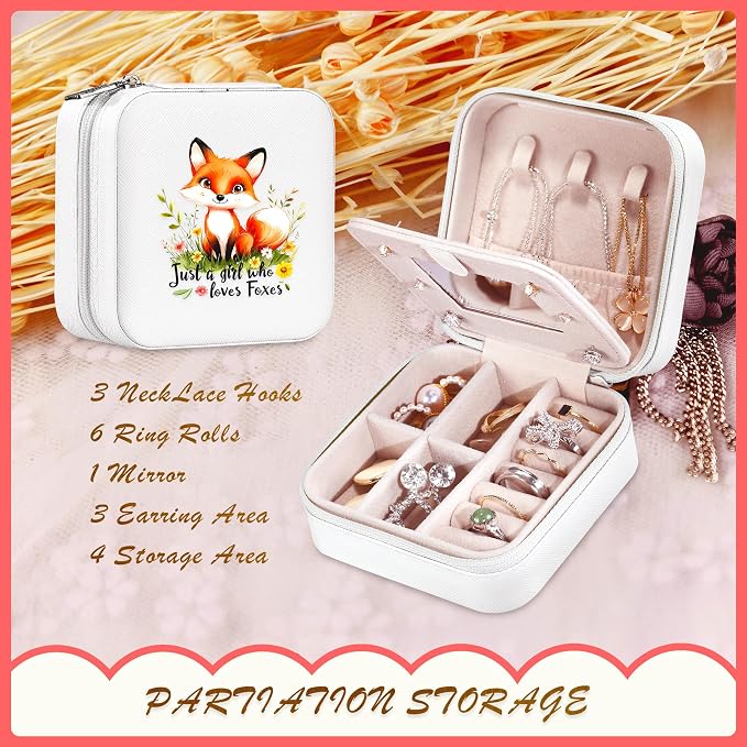 Fox Jewelry Box, Gifts For Teens Girls, Fox Lovers Stuff Items Accessories Things Merchandise Decor Merch, Travel Ring Earrings Necklace Organizer Holder!