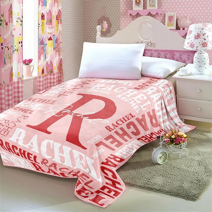 Personalized Blankets for Teen Girls Boys - Printed in USA, Custom Blanket with Kids Names, Ultra-Soft Flannel Monogrammed Baby Throws Blankets, Customized Christmas Brithday Gifts for Adults