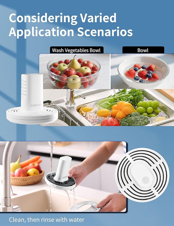 Fruit and Vegetable Washing Machine in Water, Electric Fruit Cleaner Device with OH-ion Purification Technology, Large Reaction Area, for Cleaning Fruit, Vegetable, Rice, Meat and Seafood