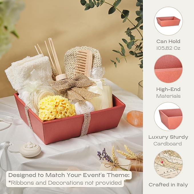 Pack of 5 Baskets for Gifts - Empty Gift Baskets Ideal for Christmas Gifts and Decorative Trays for Home | 9" x 6.69" x 3.14" Corten Silk