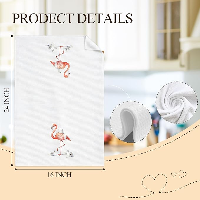 Funny Flamingo Bathroom Hand Towels, Flamingo Lover Gifts, Humor Bathing Flamingos Animal Decorative Hand Towels for Bathroom Washroom Restroom, 16x24 Inch Set of 3