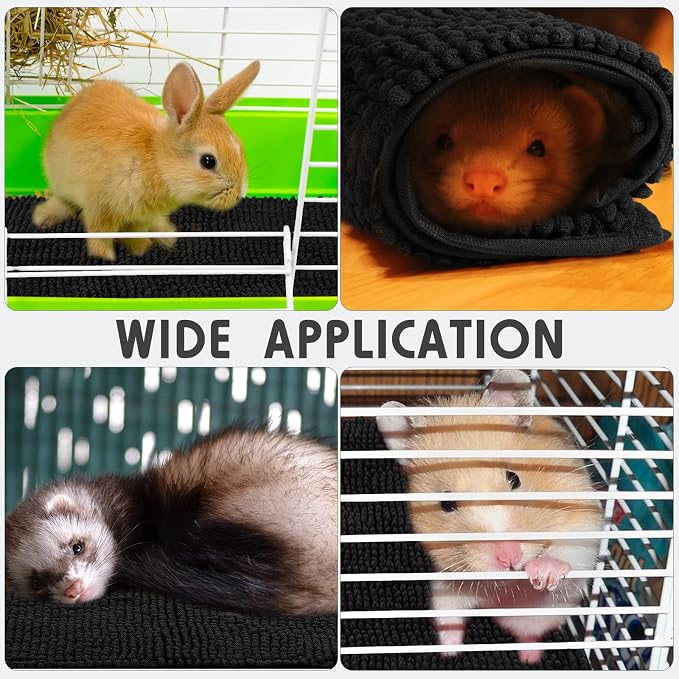 Amylove 4 Pcs Guinea Pig Cage Liner 16 x 24 Inch Washable Chenille Pee Pads Pet Dog Cat Bedding Training Mat Reusable for Small Animals Puppy Bunny Hamster Chinchilla