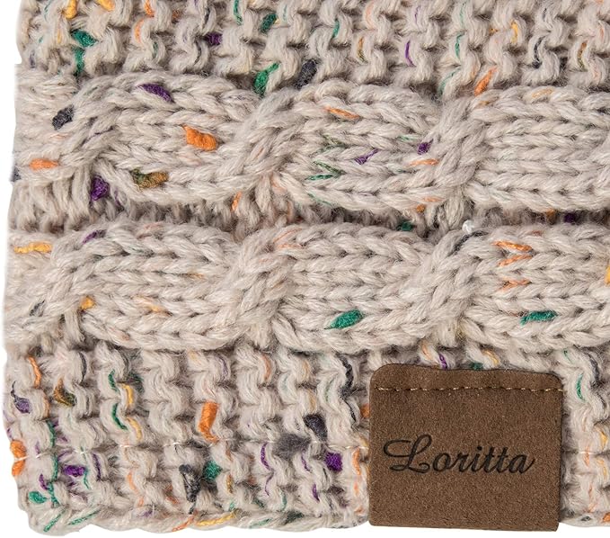 Loritta Womens Ear Warmers Headbands Winter Warm Fuzzy Cable Knit Head Wrap Fleece Lined Gifts