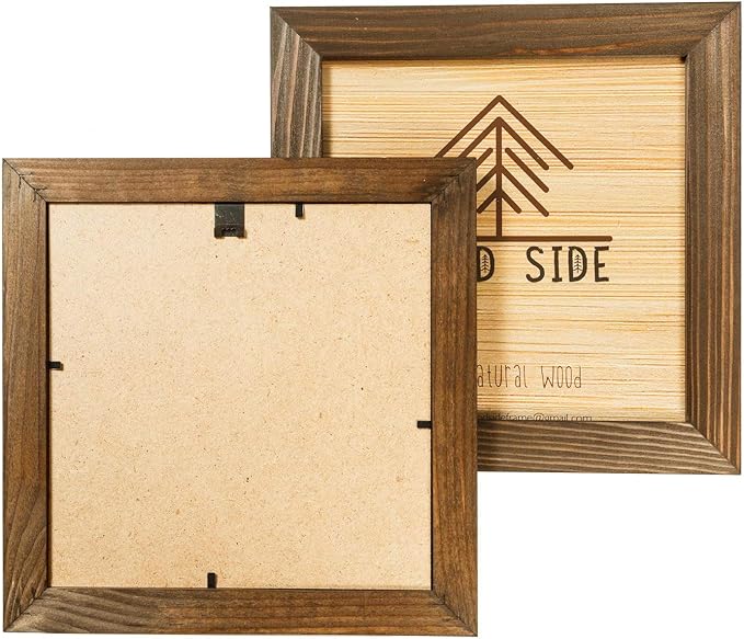 Rustic Wooden Square Picture Frames 8x8 - Set of 2-100% Natural Solid Eco Wood with Real Glass for Wall Mounting and Tabletop Photo Frame - Brown Wenge
