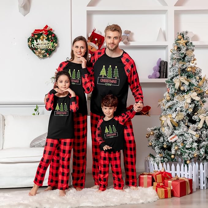 TEERAPHIQUE Christmas Pajamas for Family,Family Holiday Pajamas Matching Sets,Xmas Jammies for Couples