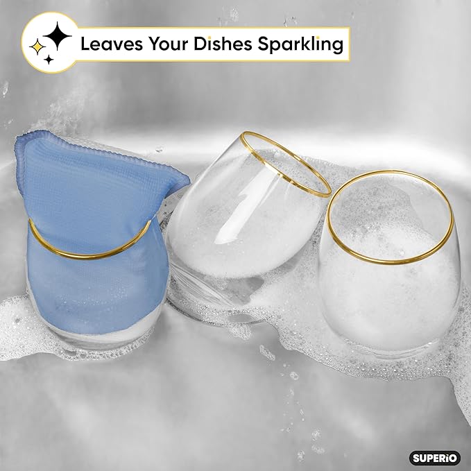 Superio Miracle Microfiber Sponges for Kitchen 3-Pack Red Yellow Blue, Kosher Non-Scratch Sponge Scrubber Heavy Duty Multi-Purpose Cleaning of Dishes, Pots, Pans and Counter tops, Machine Washable