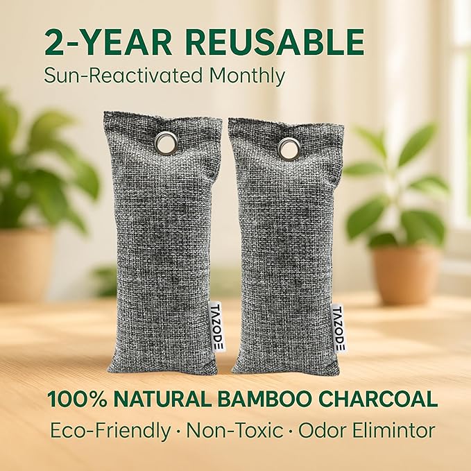 Bamboo Charcoal Air Purifying Bags (75g Each) – Natural Odor Remover for Shoes, Closet, Car, Home, Pet Area – Reusable Deodorizer Pouch, Eco-Friendly, Unscented (Pack - 10)