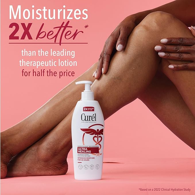 Curel Ultra Healing Lotion for Sensitive and Dry Skin, Hand and Body Lotion Repairs Moisture Barrier, Ceramide Moisturizer, Fragrance-Free, Dermatologist Recommended, Travel Size, 6 Oz (Pack of 3)