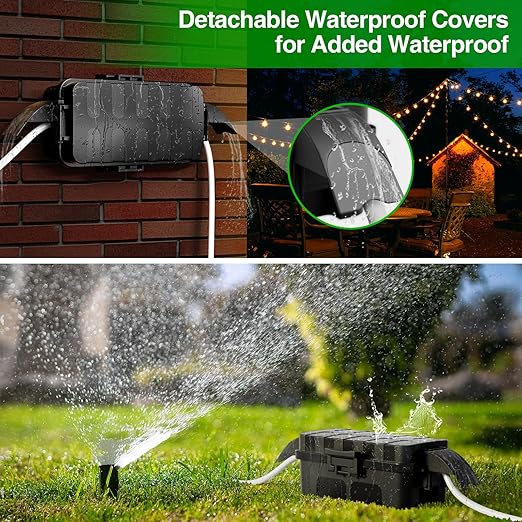 Flemoon IP55 Small Outdoor Electrical Box Waterproof (Inner 5.9 x 3.2 x 1.8inch), Extension Cord Cover with Detachable Awning Covers for Plug, Outlet, Holiday Lights, Black
