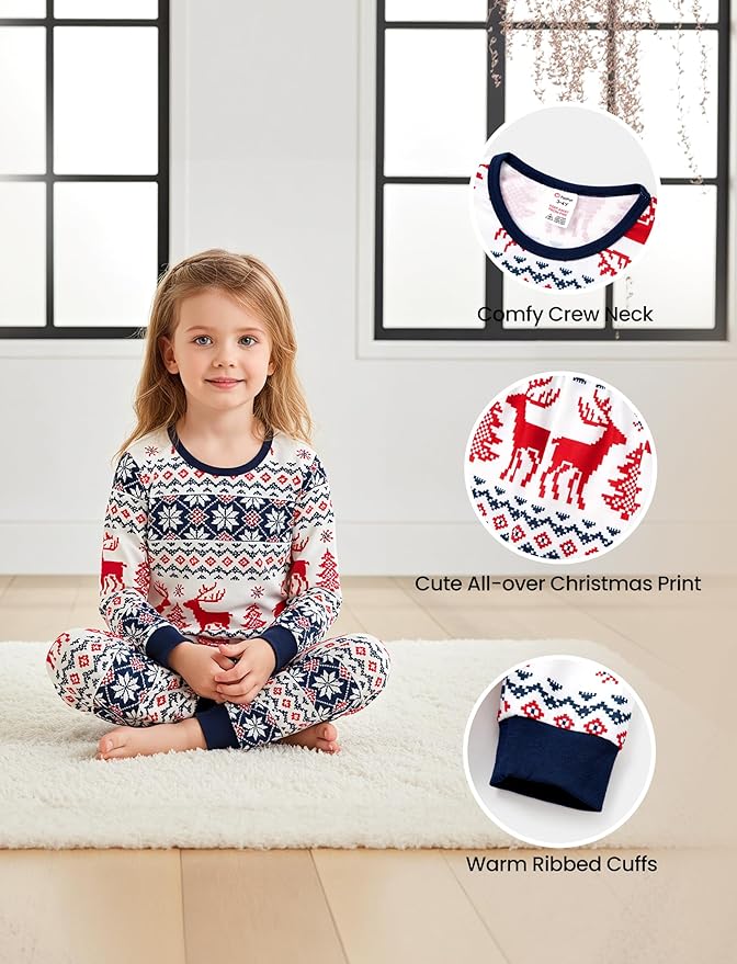PATPAT Christmas Family Matching Pajama Sets Includes Christmas Socks - Perfect for Family Photos & Holiday Celebrations