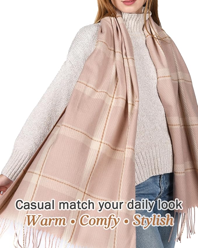 FURTALK Winter Scarf for Women Shawl Soft Tassel Plaid Large Oversized Scarves Wraps