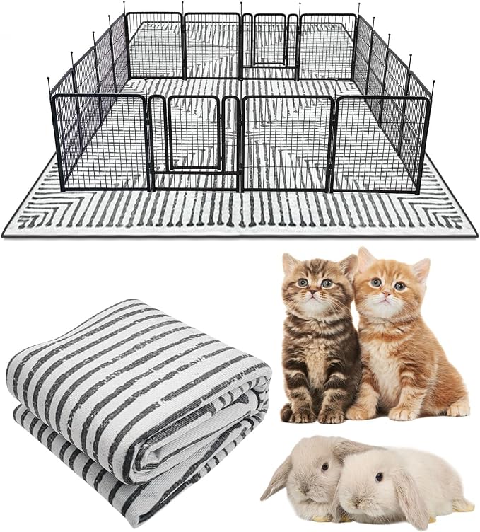 BNOSDM 91" X 63" Washable Bunny Cage Liners Large Rug for Rabbits Large Non Slip Pad for Bunnies Resuable Rabbit Liner for Chinchillas Cats Guinea Pigs Ferrets Dogs