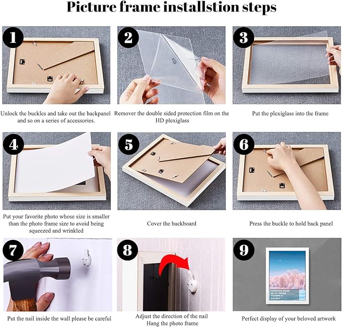 10x14 inch Wood Picture Frames for Wall Hanging,Diamond Painting Frames Rectangle Baby Scan Picture Frame for Family Walls Decoration,Anniversary,Wedding,Christmas,Halloween,Shower,Certificate (White)