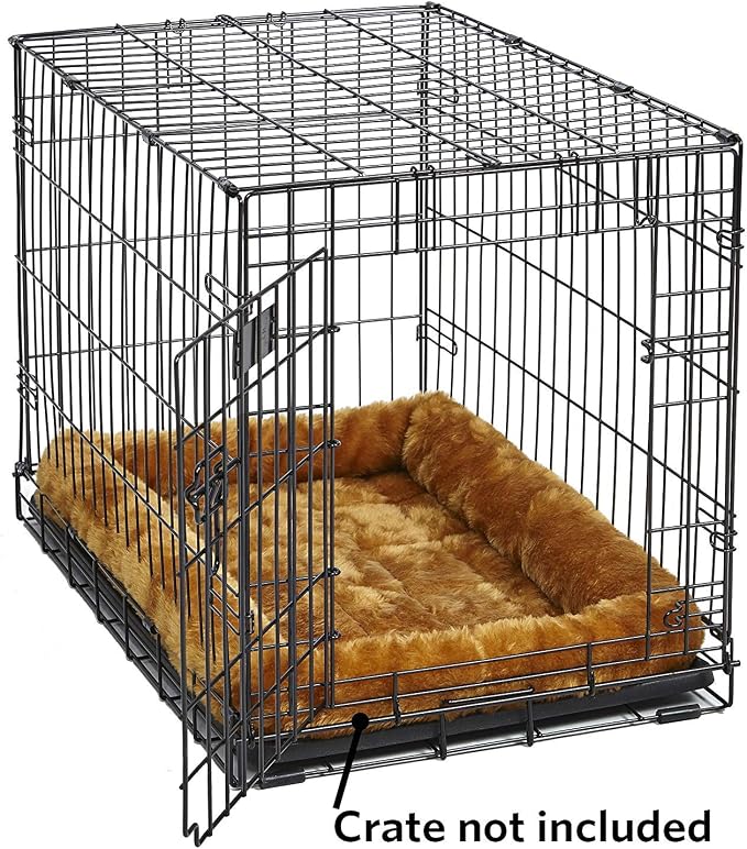 MidWest Homes for Pets QuietTime XXS Dog Bed – Cinnamon Faux Fur Bolster, Ultra-Soft and Machine Washable, Fits 18-Inch Crates and Carriers, for Small Dogs and Cats