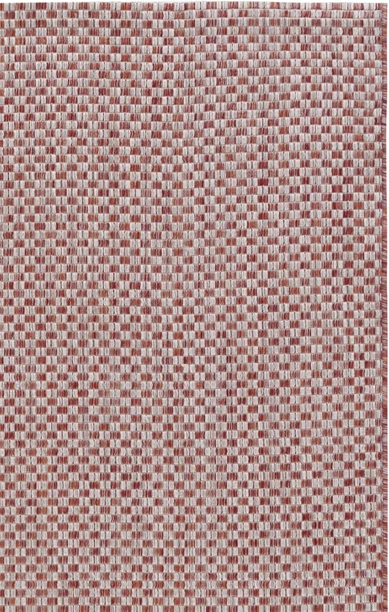 SAFAVIEH Washable Rug Outdoor Courtyard Collection - 5'3" x 7'7", Rust & Light Grey, Non-Shedding & Easy Cleaning, Ideal for Patio, Backyard, Mudroom (CY8653-36521)