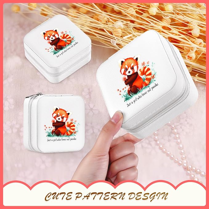 Red Panda Jewelry Box, Gifts For Teens Girls, Red Panda Lovers Stuff Items Accessories Things Merchandise Decor Merch, Travel Ring Earrings Necklace Organizer Holder!