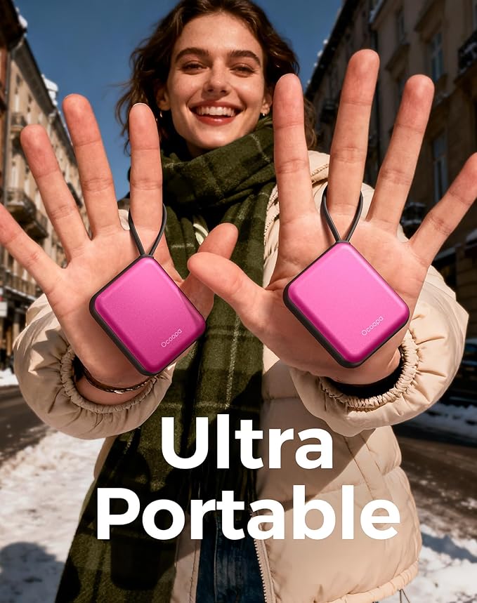 OCOOPA Hand Warmers Rechargeable, Smart Temp Control,100℉ -126℉, UL Safe, 7H*2 Long Battery, Small Palm-Sized Slim Fits Gloves, Purse, Camping, Travel, Cold Hands Gifts Women,UT5 Nano