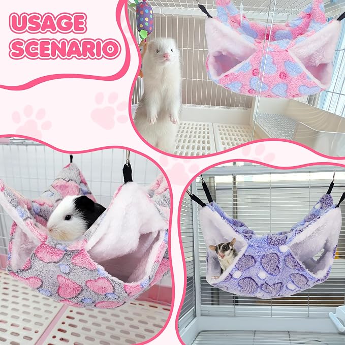 YedsIntu 3 Pcs Guinea Pig Hammock, Rat Ferret Hamster Hanging Hammock Guinea Pig Accessories for Small Animals Chinchilla Parrot Sugar Glider Ferret Squirrel (11"×11")