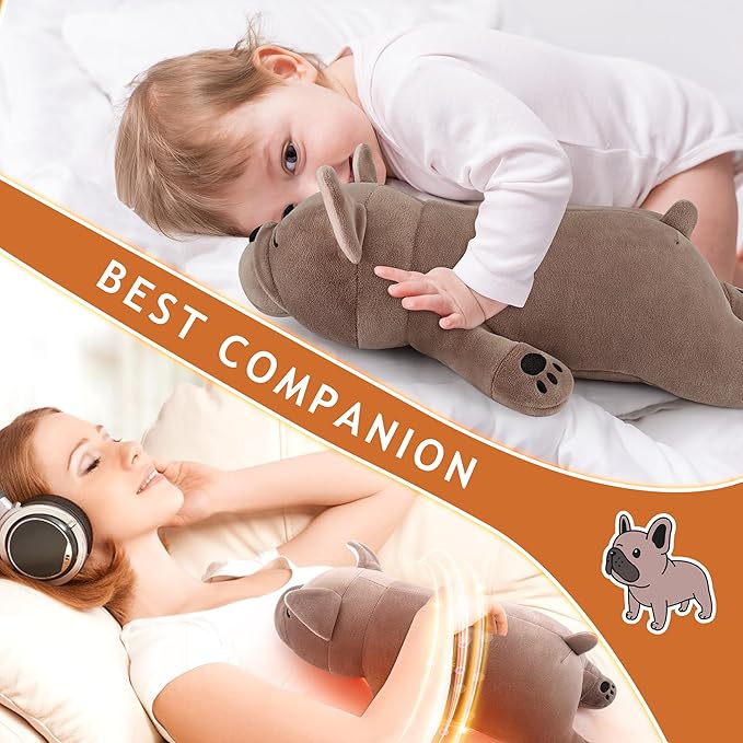 1.8lb French Bulldog Stuffed Animals Plush Microwavable Heating Pad-French Bulldog Heating Pads for Cramps &Period Pain Relief, Heatable & Coolable Stuffed Animals Bedtime Birthday Gift for Women Kids