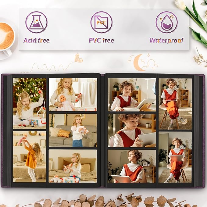 Popotop Photo Album 4x6 600 Pockets for Wedding Gifts,Linen Hardcover Picture Albums for Family Anniversary Baby Vacation Pictures