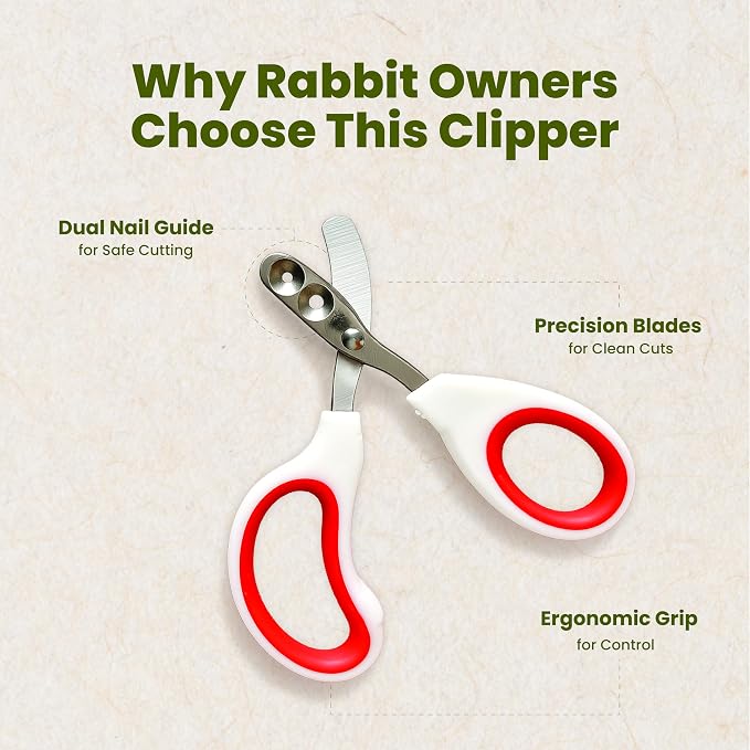 Rabbit Nail Clippers with 2 Size Safety Guide by Steel & Cedar – Professional Bunny Nail Trimmer for Safe & Precise Grooming – Stainless Steel Clippers for Rabbits, Guinea Pigs & Small Pets