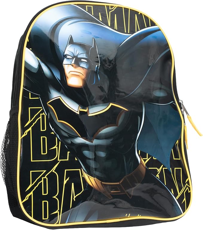 AI ACCESSORY INNOVATIONS Batman Kids Backpack, Dark Knight Superhero 15" School Bag for Boys, Black
