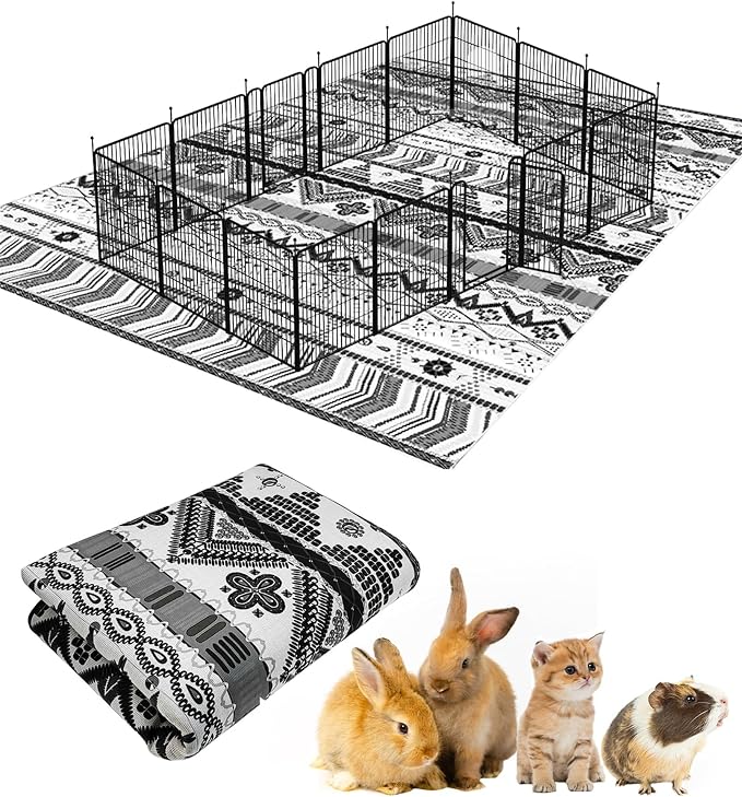 BNOSDM 91" X 63" Extra Large Cage Liners for Rabbits Washable Rabbit Pad Large Bunny Mat Anti Slip Rug for Bunnies, Pet Carpet for Chinchillas Cats Guinea Pigs Ferrets Dogs