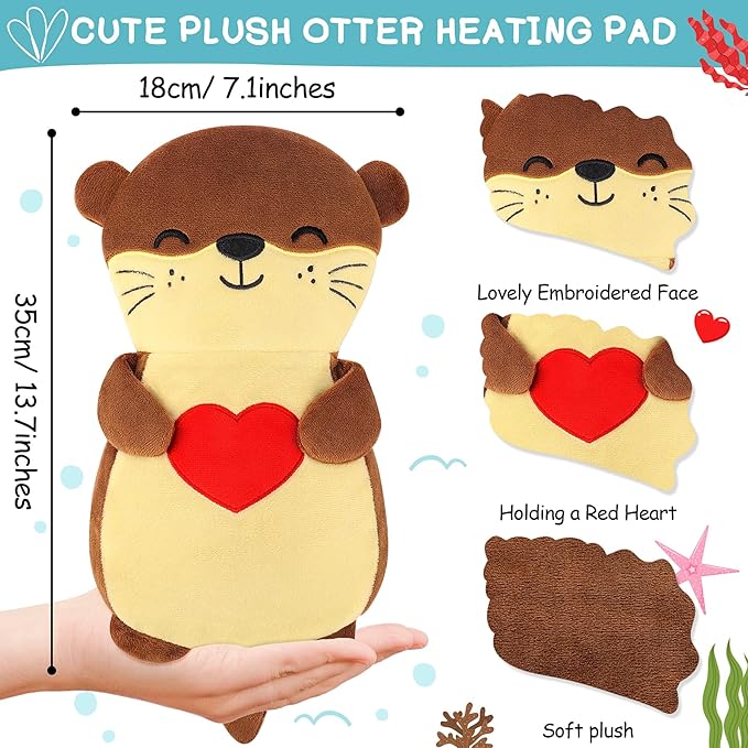 Otter Microwave Heating Pad for Period Cramps,Microwavable Heating Pad for Women Mother's Day Kids Birthday,Otter with Heart Plush Heating Pad with Lavender Scented for Neck Back Knee Pain Relief