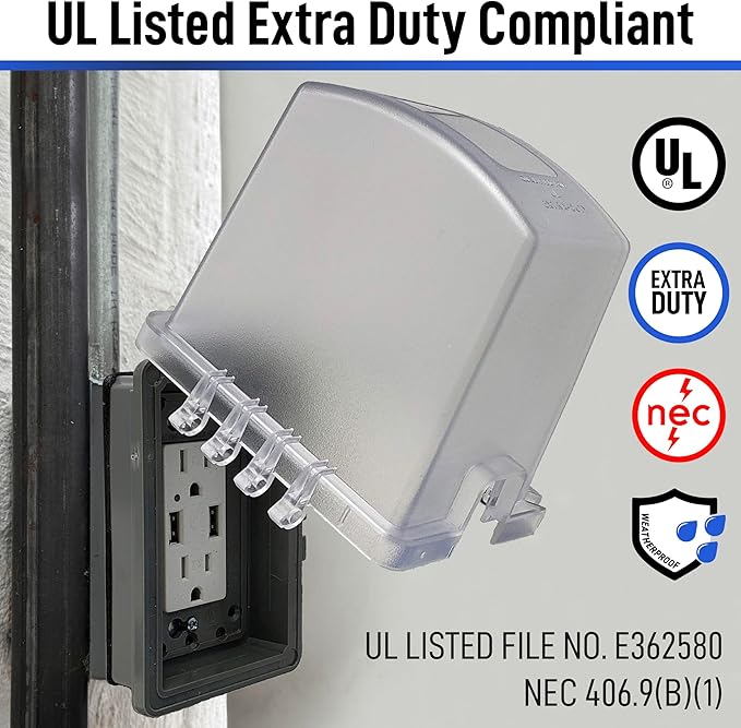 Sealproof 1-Gang Weatherproof In Use Outdoor Outlet Extra Deep Cover | Lockable, UL Extra Duty Compliant, 18 Configurations, Polycarbonate