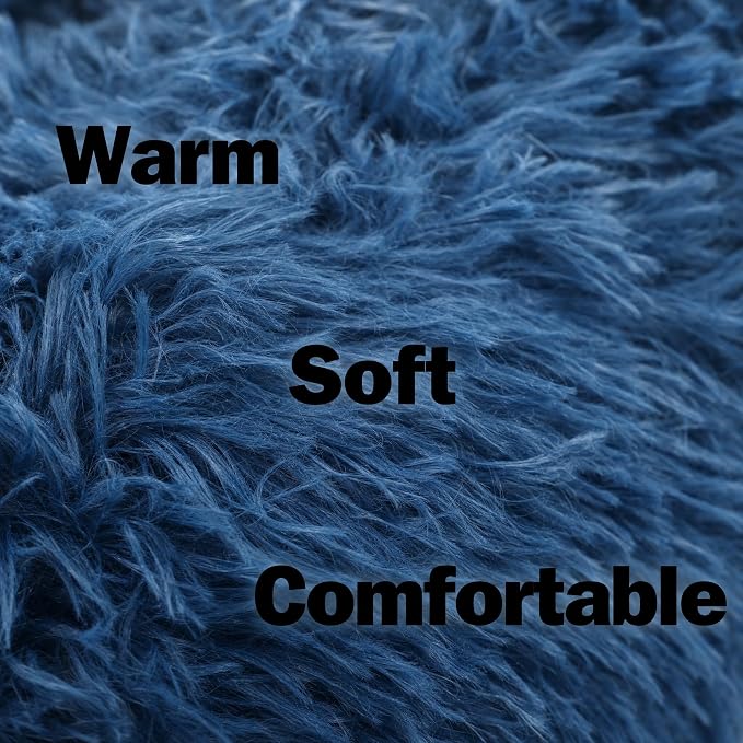 Tiny Dog Bed for Extra Small Dogs for Chihuahua Pomeranian Toy Poodle | 15 Inch Washable Puppy Bed,Soft Faux Fur Calming Donut Bed,Navy blue