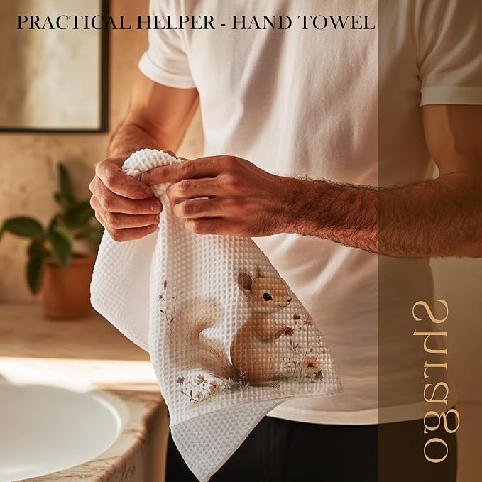 Squirrel Decor Kitchen Towels, Gifts for Squirrel Lovers Dish Tea Towels for Kitchen, Animal Lover Gifts Decorative Hand Towel for Kids Bathroom Decor, 16x24 Inch