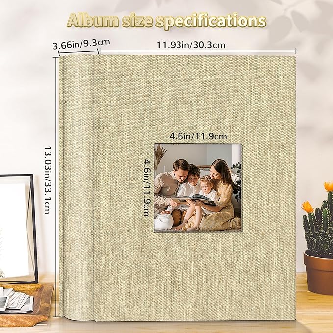 Photo Album 4x6 with 1000 Pockets,Slip-in Picture Albums,Linen Cover Memory Book with Front Window,White Page Vertical Photo Book for Wedding,Family,Anniversare,Baby,Vacation