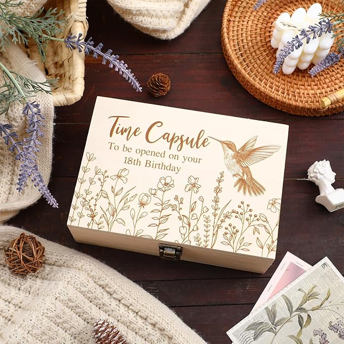 Time Capsule Box 1st Birthday Time Capsule Keepsake Box to Baby Open on Your 18th Memories Newborn Wedding Gift for Kids