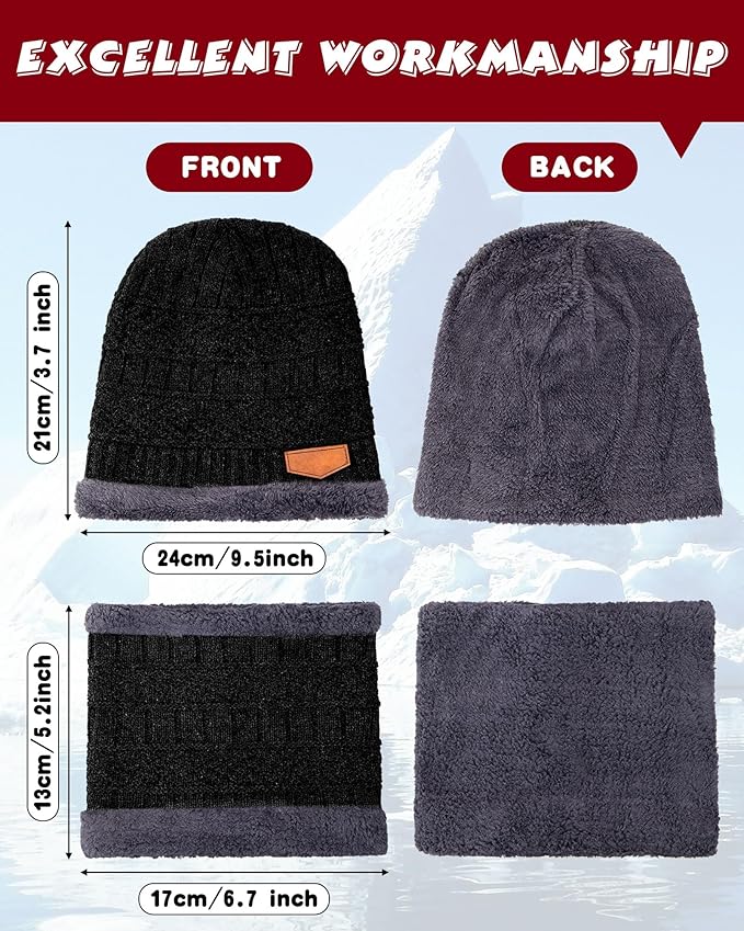 10 Pieces Winter Hat Beanie Scarf Touch Screen Gloves and Sock Set Slouchy Knit Skull Cap Beanies Fleece Lining Neck Warmer