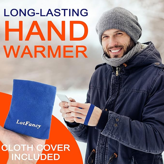 LotFancy Reusable Hand Warmer, 10 Click Activated Instant Heat Packs and 2 Wraps, Snap Hot Therapy Compress, Gel Heating Pad for Pain Relief, Outdoor & Portable Size