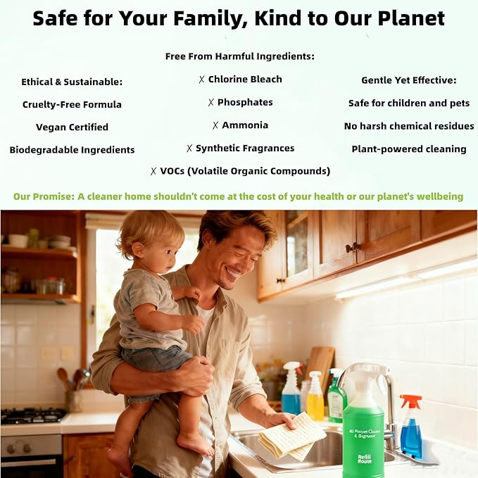 All Purpose Cleaner Spray, All-In-One Countertop Cleaner, Cleaning Supplies for Every Surface, Multi-Surface Cleaner for Home, Kitchen, Bathroom(12 Tablets + 1 Reused Bottle)