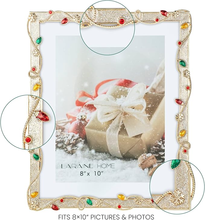 LARAINE Picture Photo Frame 8x10 Metal 2025 Christmas High Definition Display Pictures for Tabletop Home Decorative Holiday Gift (Gold,8x10)